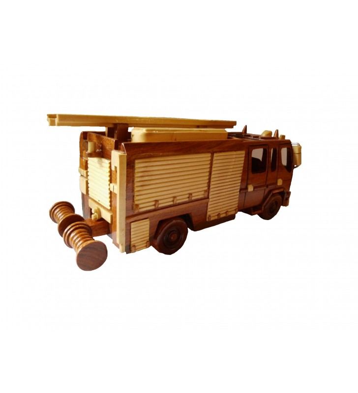 Maquette Camion de Pompier en bois, déco pour collectionneurs