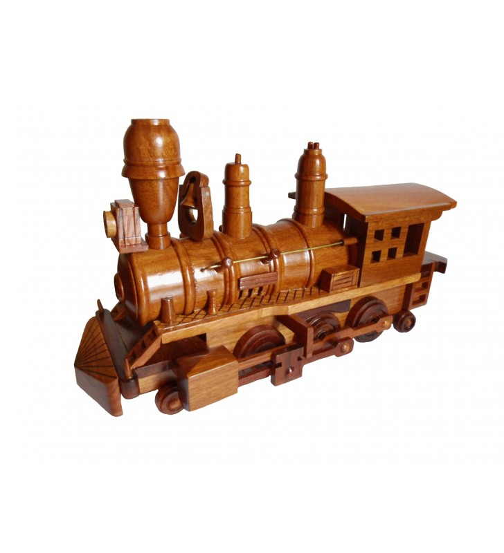 Maquette Train et sa locomotive à vapeur, en bois, déco pour collectionneurs