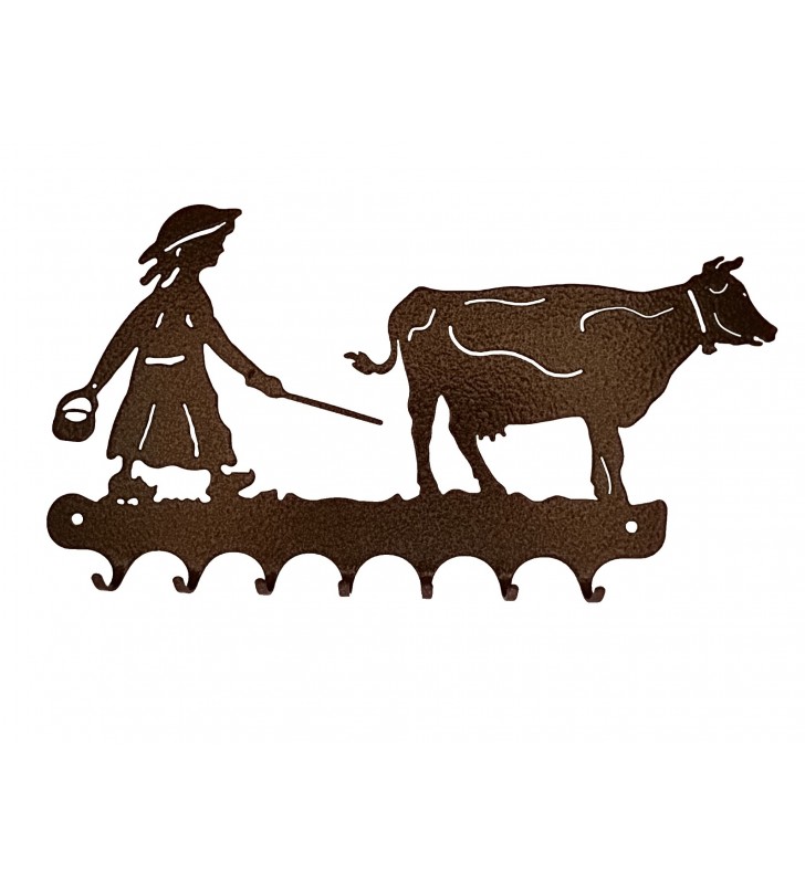 Accroche-clés, décor en métal, Gardienne de vache