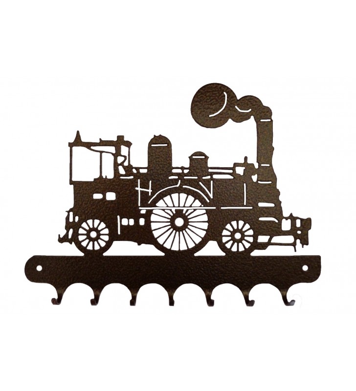 Accroche-clés, décor en métal, Locomotive à vapeur