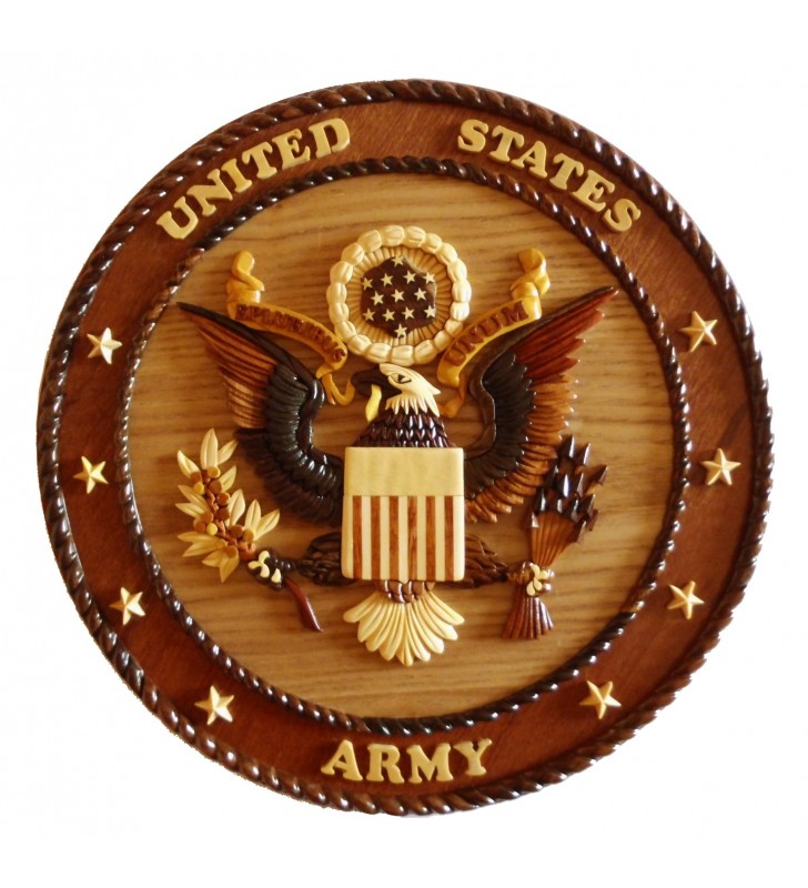 Insigne décorative en bois et intarsia, US Army