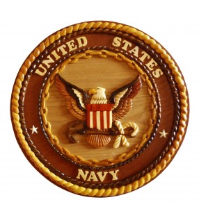 Insigne décorative en bois et intarsia, US Navy