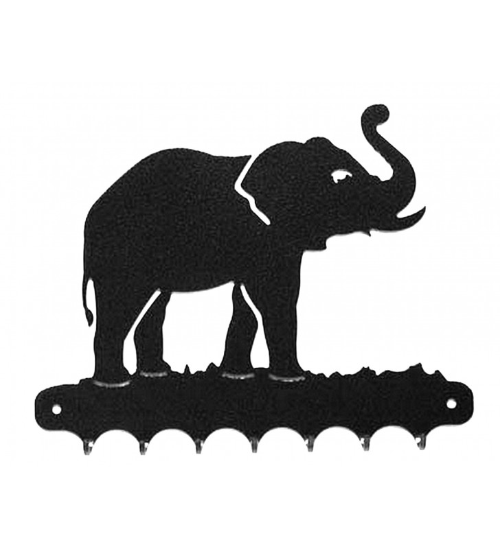 Accroche-clés, décor en métal, Éléphant trompe en l'air