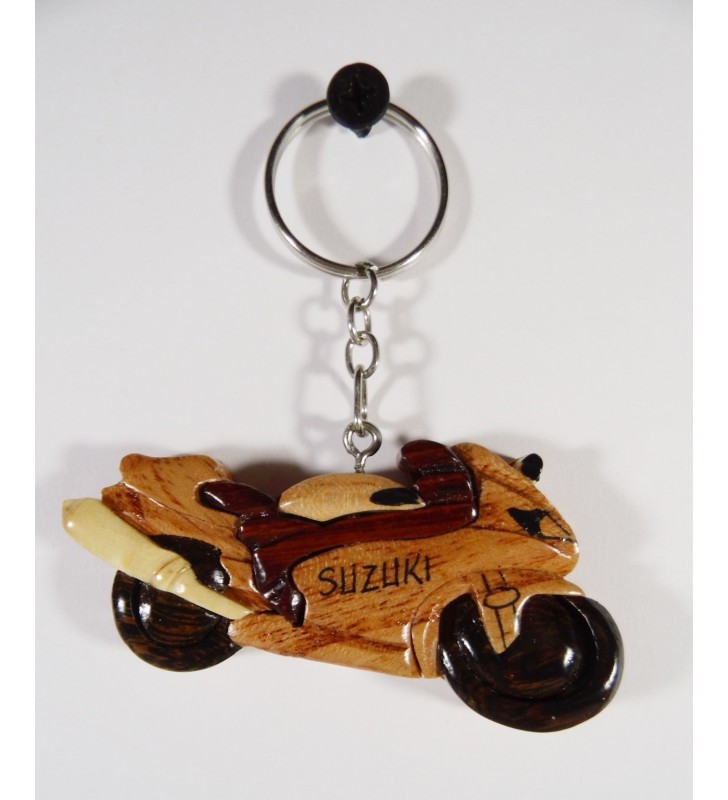 Porte-clés en bois décoratif, Moto Suzuki