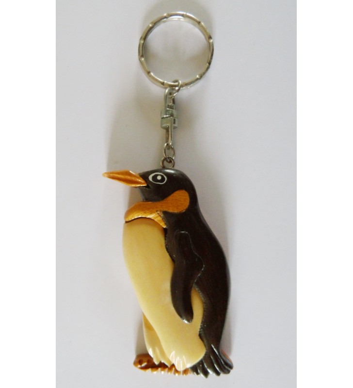 Porte-clés en bois décoratif, Pingouin