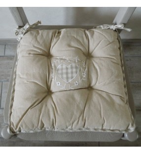 Coussin de chaise réversible en lin beige 40 cm pour déco tendance