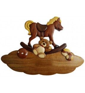 Plaque de porte prénom en bois, Les jouets d'antan