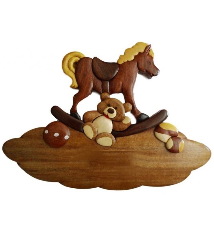 Plaque de porte prénom en bois, Les jouets d'antan