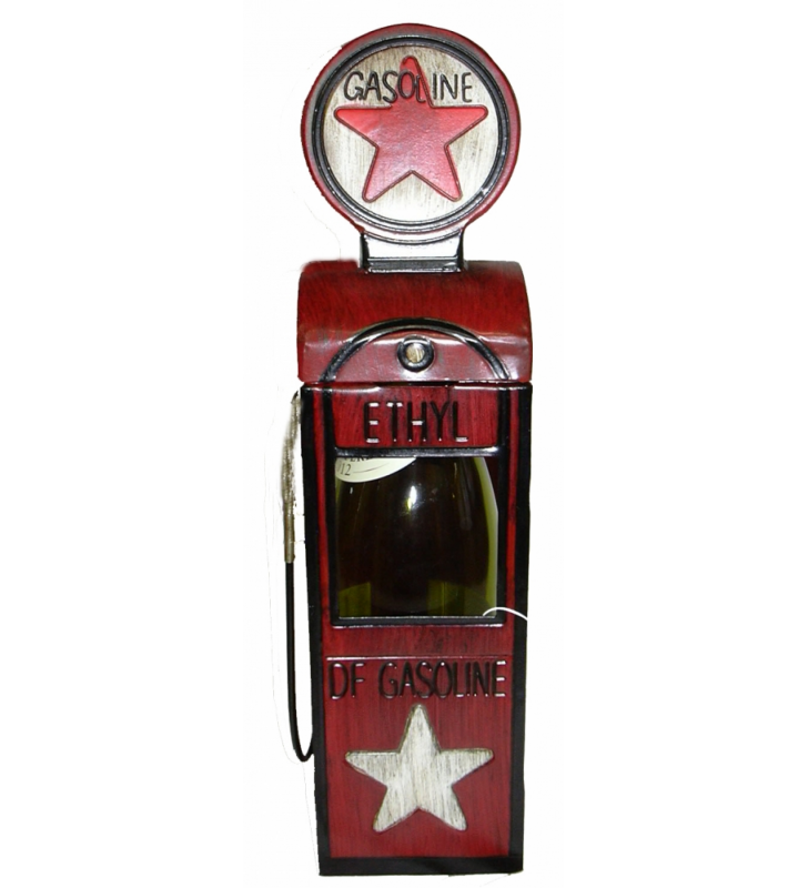 Portebouteille SOCADIS original en métal, modèle Pompe à essence vintage