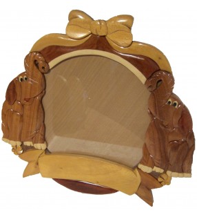Cadre photo pêle-mêle et plaque prénom en bois, modèle  Eléphants