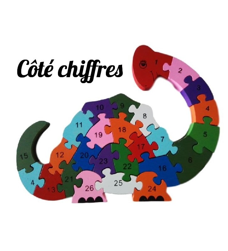 Puzzle en bois enfants puzzle 3D animaux, lettres chiffres