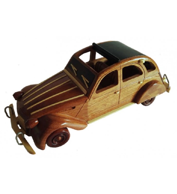 Maquette de 2 CV Citroën en bois, modèle pare-brise noir