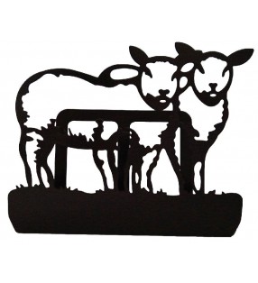 Porte-courrier en métal, décor Moutons