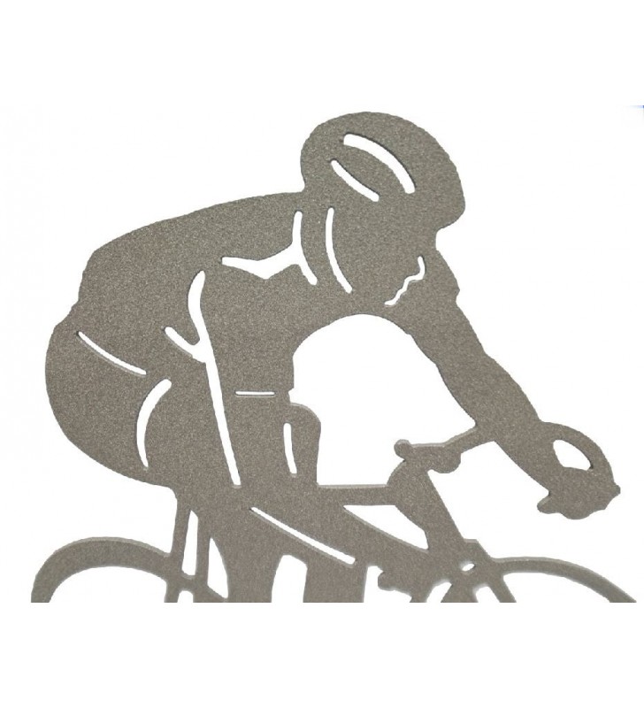 Plaque tombale en acier au rendu texturé, motif Cycliste
