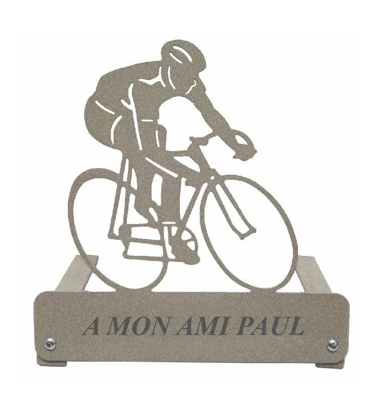 Plaque funéraire en métal, personnalisée, motif Cycliste