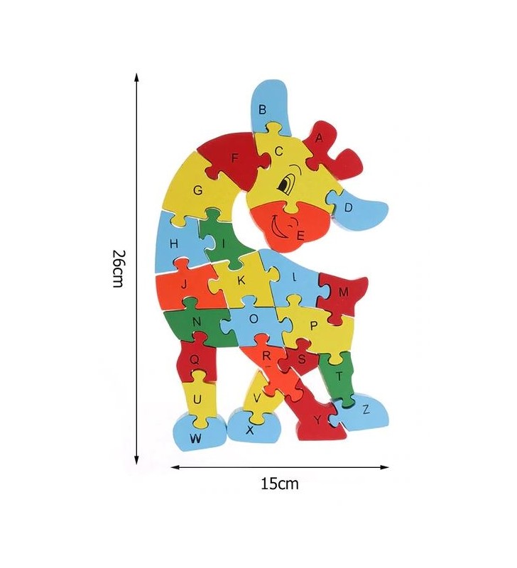 Puzzle horloge 3d girafe en bois enfant