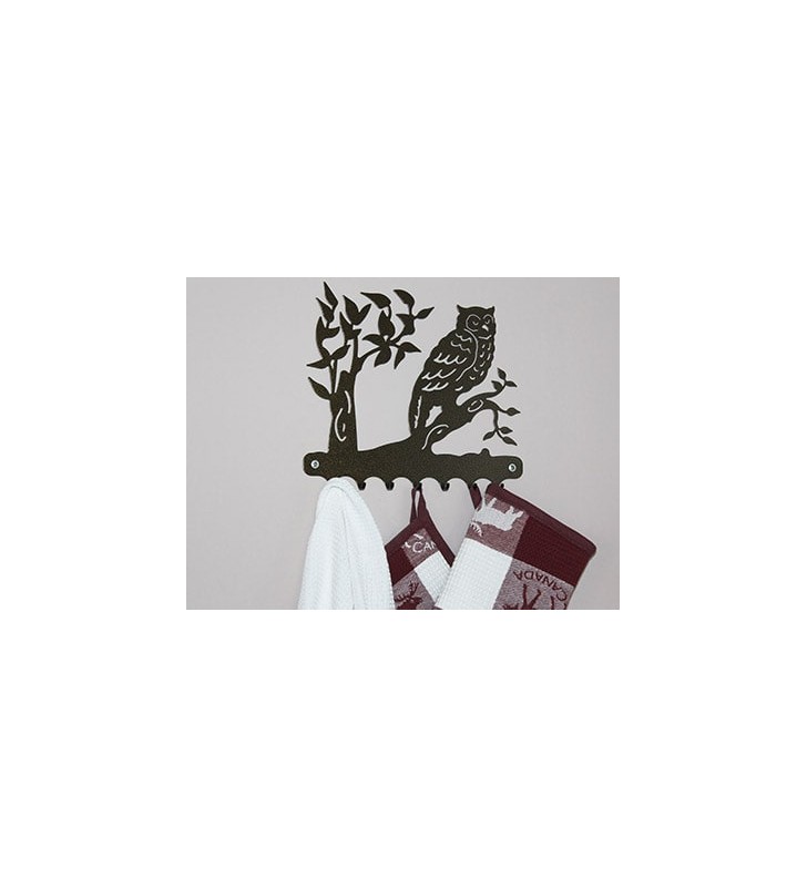 Accroche-clés, décor en métal, Hibou sur sa branche