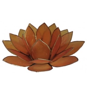 Photophore Fleur de lotus en coquilles de Capiz, couleur ambre