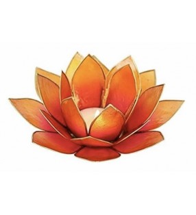 Photophore porte-bougie Fleur de lotus en coquilles de Capiz, couleur ambre
