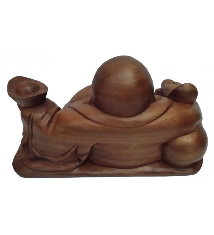 Bouddha rieur en bois massif, origine Vietnam