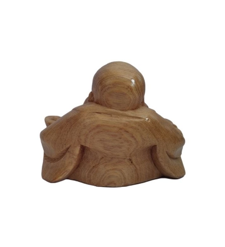 Bouddha rieur en bois sculpté - statue de  6 cm