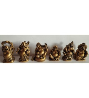 Bouddhas rieurs en résine finition bronze - Statues décoratives zen