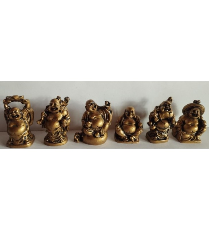 Bouddhas rieurs en résine finition bronze - Statues décoratives zen