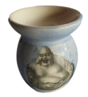 Diffuseur d'huiles essentielles, Bouddha rieur en céramique - brûle-parfum décoratif zen