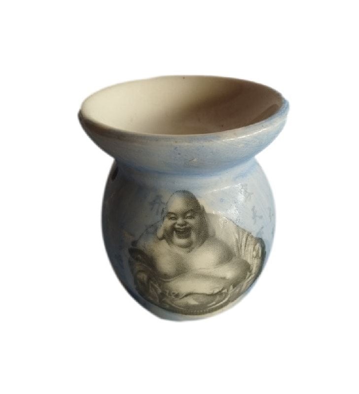 Diffuseur d'huiles essentielles, Bouddha rieur en céramique - brûle-parfum décoratif zen