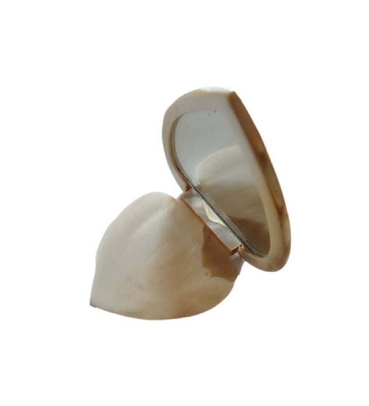 Miroir de poche en nacre naturelle, forme cœur