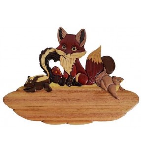 Plaque de porte prénom en bois, Animaux de la forêt